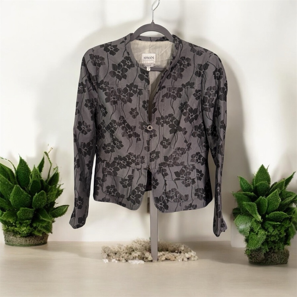Armani Collezioni Women's Black Floral Blazer